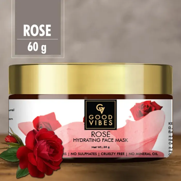 Good Vibes Rose Hydrating Face Mask | Moisturizing, Softening | No Parabens, No Sulphates, No Mineral Oil, No Animal Testing (60 gm)