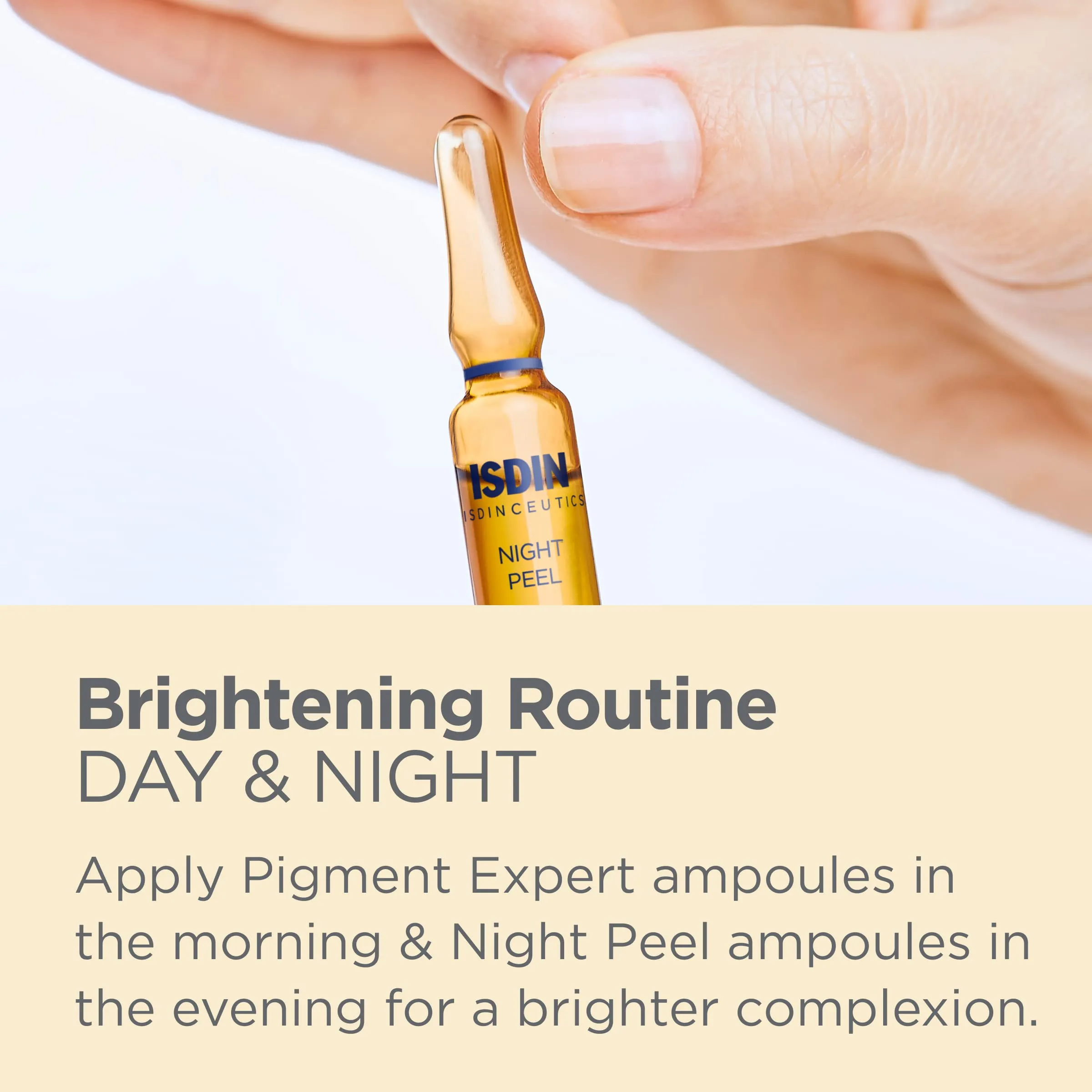 ISDIN Day & Night Brightening Routine Serum, Exfoliate and Correct, Sealed in Glass Ampoules for Maximum Efficacy, 20 ampoules