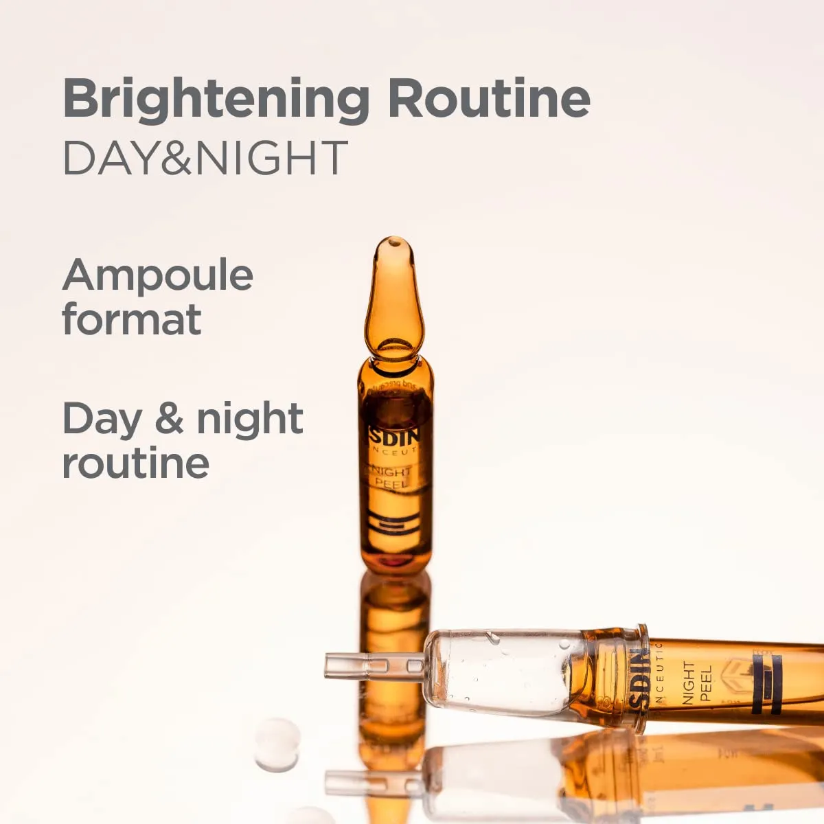 ISDIN Day & Night Brightening Routine Serum, Exfoliate and Correct, Sealed in Glass Ampoules for Maximum Efficacy, 20 ampoules