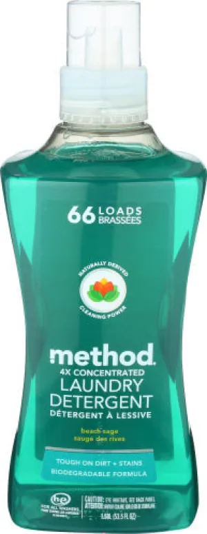 Method - Laundry Detergent, Beach Sage, 53.5 oz - Pack of 4