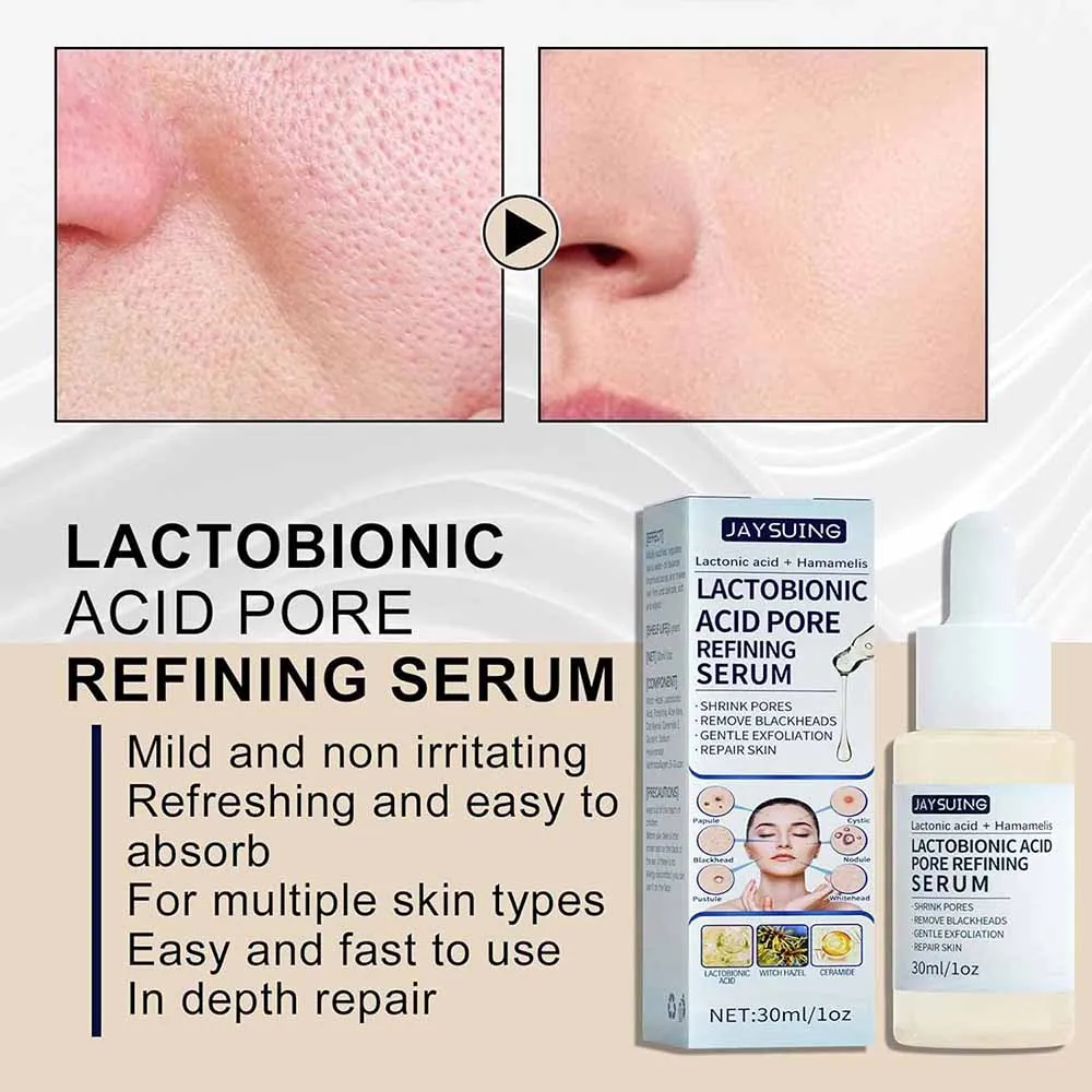 (NET) JATSUING Lactobionic Acid Witch Hazels Face Serums Anti-Aging Face Essence Pore Remover Oil 30ml