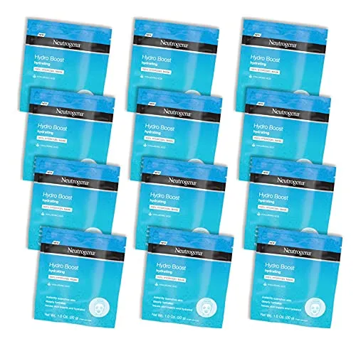 :Neutrogena Hydro Boost Moisturizing & Hydrating 100% Hydrogel Sheet Face Mask for Dry Skin with Hyaluronic Acid, Gentle & Non-Comedogenic, 12 Count,SG_B076H45H68_US