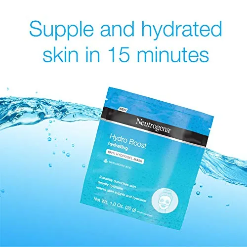 :Neutrogena Hydro Boost Moisturizing & Hydrating 100% Hydrogel Sheet Face Mask for Dry Skin with Hyaluronic Acid, Gentle & Non-Comedogenic, 12 Count,SG_B076H45H68_US