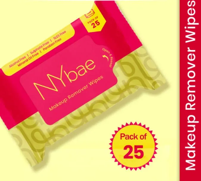 NY Bae Makeup Remover Wipes - Pack of 25 | Cleansing Facial Wipes | Refreshing | Alcohol Free | Sulphate Free | Paraben Free