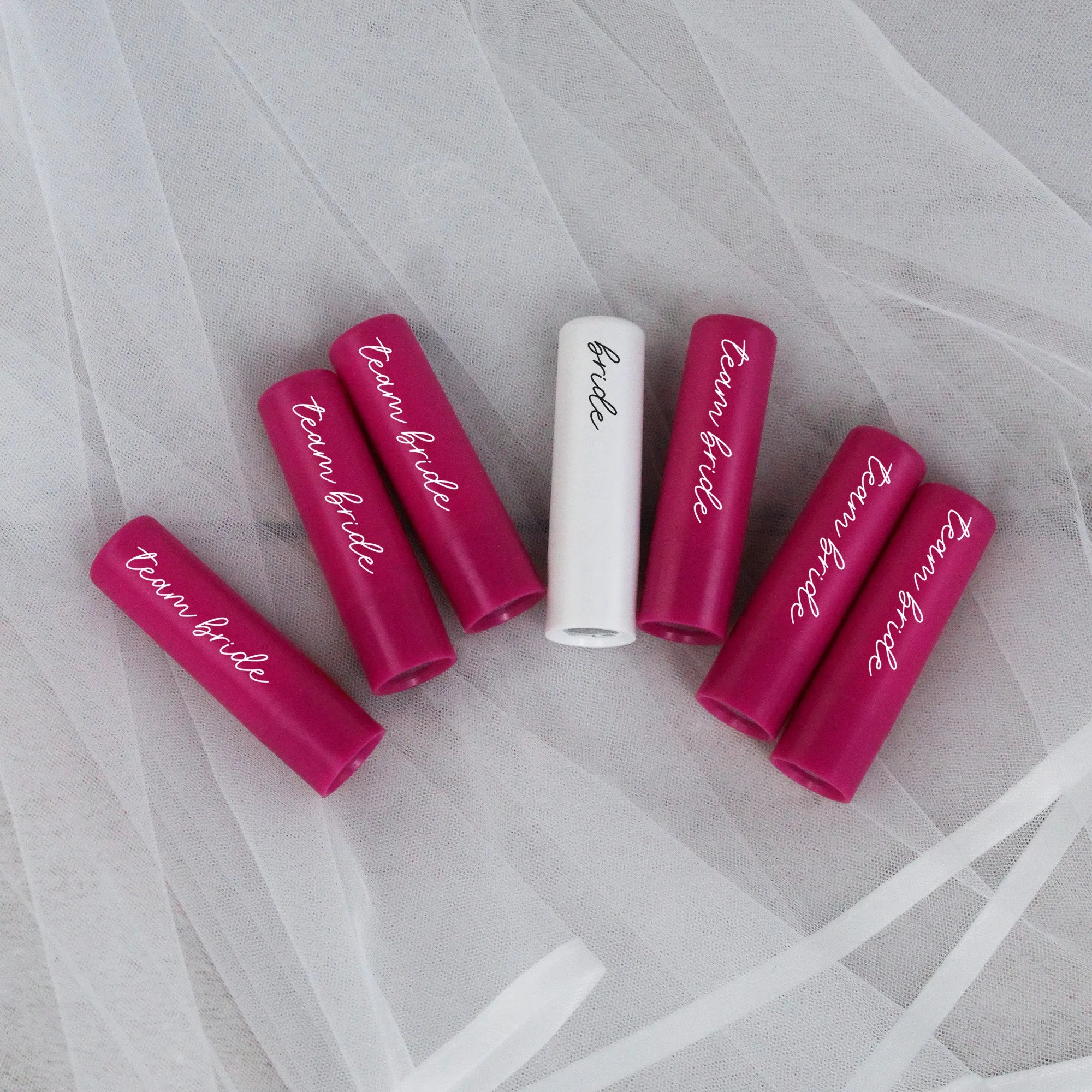 Personalised Pink Team Bride & White Bride Lip Balms